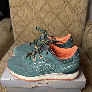 Asics Gel Lyte III Shoes Mens Size 8 Green Orange Suede Running Sneakers Nice!